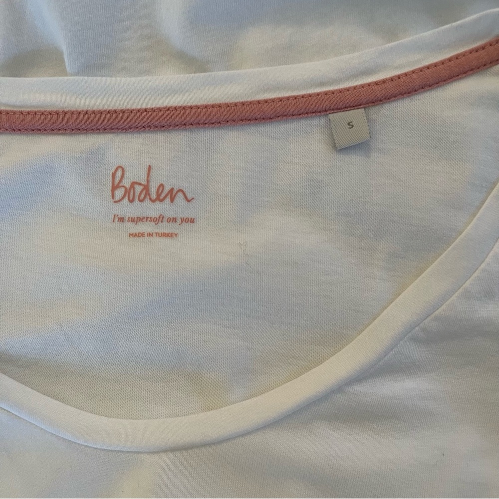 Boden White Modal/Cotton Tee with Ruffle Sleeve S - Picture 7 of 7